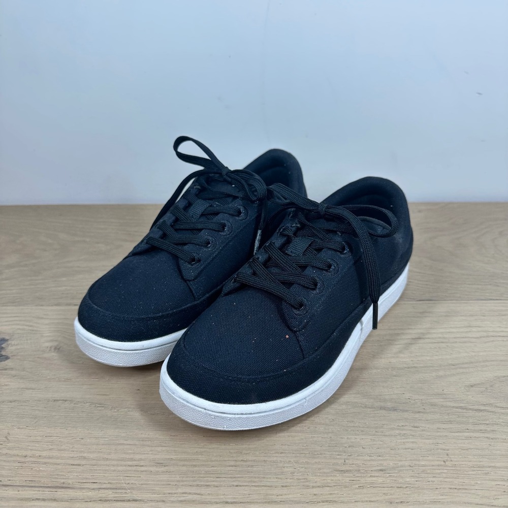 Allbirds Sneakers Women 7 Black Organic Cotton Lace Up Platform Minimalist